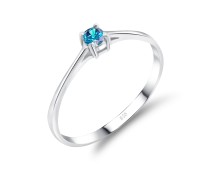 3mm Blue Topaz CZ Silver Ring CSR-150-3